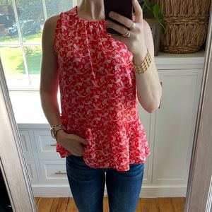 Ann Taylor Paisley ruffle peplum shell.